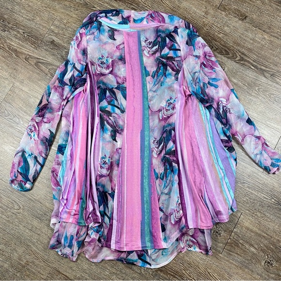Soft Surroundings Kimono Women XS Colorful Long Sleeve Open Front Layered Rayon - Picture 6 of 10